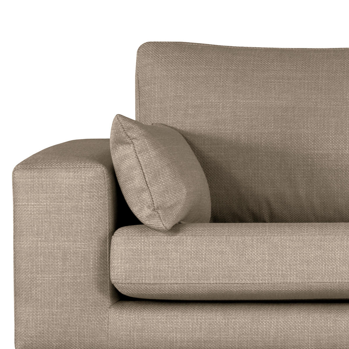 ECKSOFA mit Ottomane - Taupe/Buchefarben, Buchenholz/Textil (287/219cm) - home24