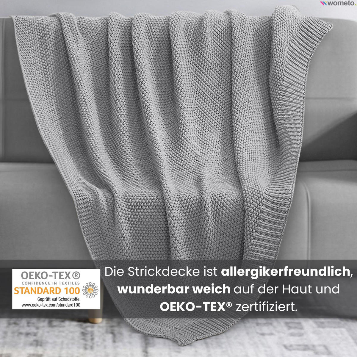 STRICKDECKE grau 140/190 cm - Grau, Textil (140/190cm) - wometo
