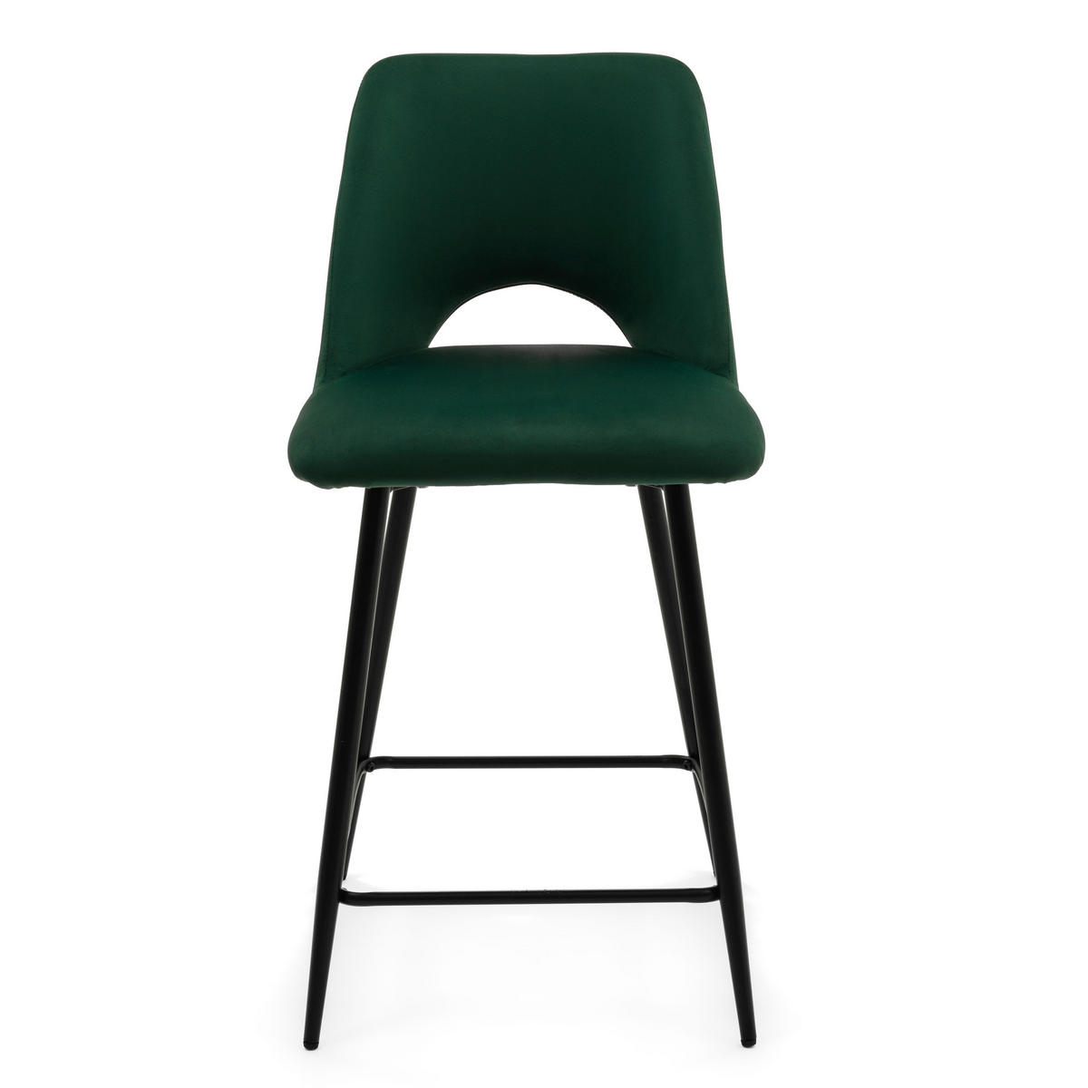 BARHOCKER ORO gepolsterter mit Steppung - grün - Samt Velour - Schwarz/Grün, Textil/Metall (48/94/55cm) - NEW HOME