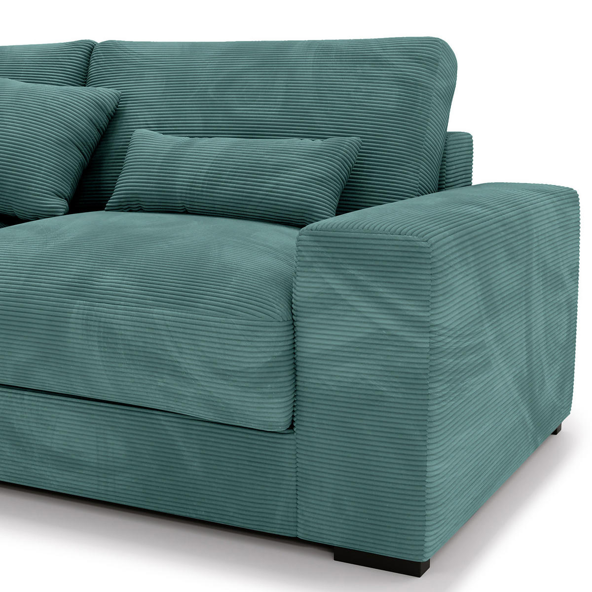 ECKSOFA mit Longchair - Blaugrau/Schwarz, Kunststoff/Textil (340/205cm) - home24