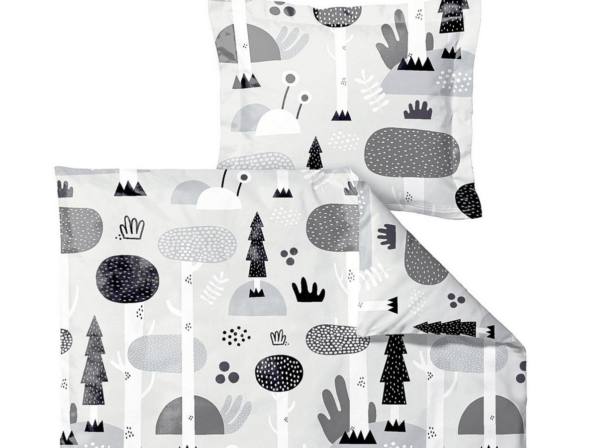 BETTWÄSCHE Magic Forest 100/140 cm schwarz-weiß Baumwolle - Multicolor, Textil (100/140cm) - Södahl