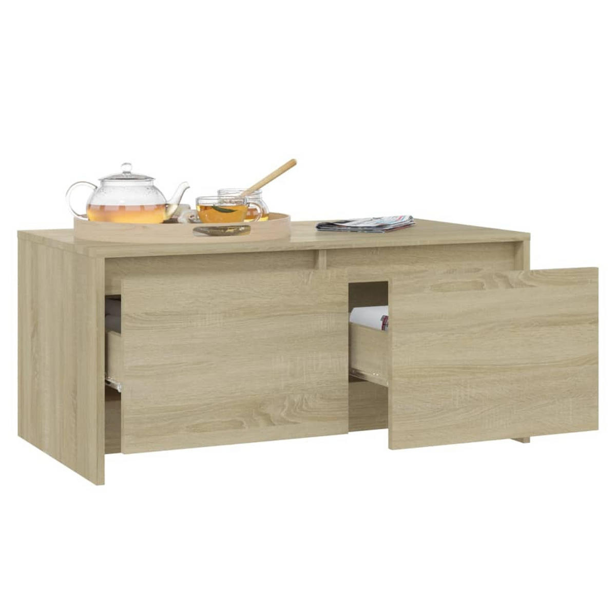 COUCHTISCH Sonoma-Eiche 90x50x41,5 cm Holzwerkstoff - Beige, Holzwerkstoff (90/50/41.5cm) - furnicato