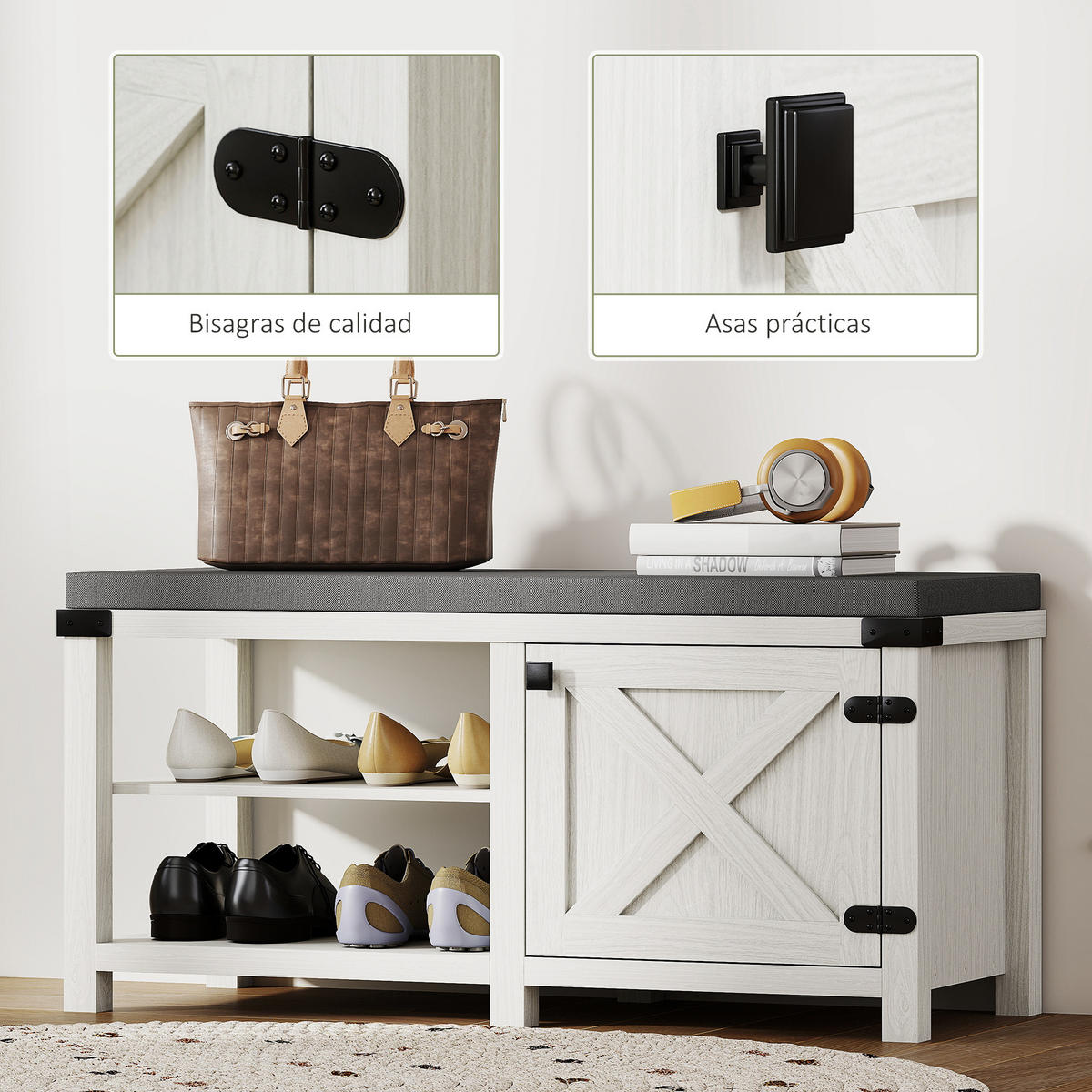 SCHUHBANK Weiß 1 Stück - Weiß, Kunststoff (40/48/100cm) - GiPP