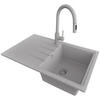 GRANITSPÜLE Mailand, 2-er set Grau 78/50 cm 1 Becken + Küchenarmatur 40/20 cm + Ablauf-Set ab 45er Unterschrank - Grau, Kunststoff (78/19/50cm) - Primagran