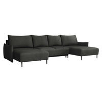 WOHNLANDSCHAFT Santi U - Dunkelgrau/Schwarz, Holz/Textil (328/88/160cm) - MIRJAN24