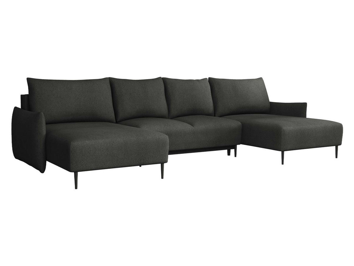 WOHNLANDSCHAFT Santi U - Dunkelgrau/Schwarz, Holz/Textil (328/88/160cm) - MIRJAN24