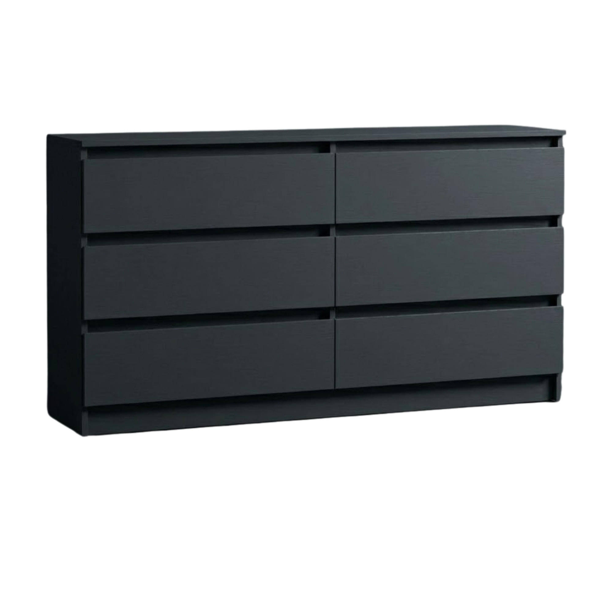 KOMMODE mit 6 Schubladen 140 cm breit in anthrazit - Anthrazit, Holzwerkstoff (140/77.5/35cm) - Home Collective
