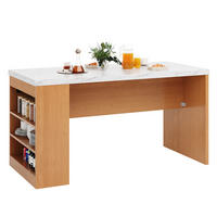 KÜCHENINSEL 90 cm MDF Natur Weiß mit LED-Beleuchtung und USB-Steckdose - Weiß, Holzwerkstoff (80/90/155cm) - Korfee