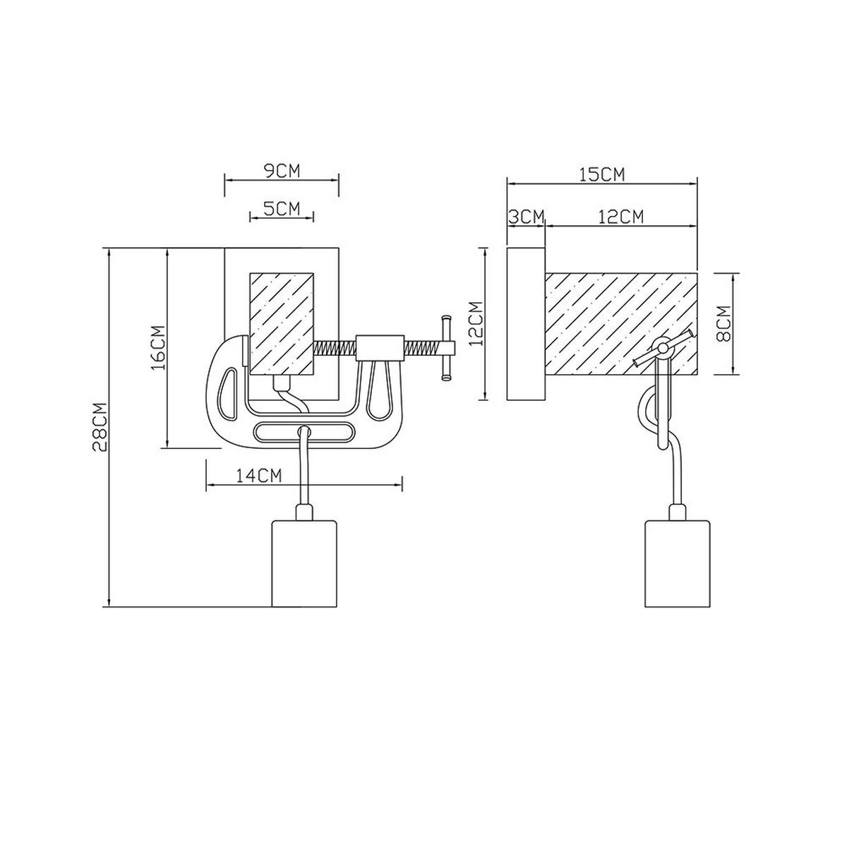 WANDLEUCHTE Metall Holzoptik Schwarz - Schwarz, Holz (14/28/15cm)