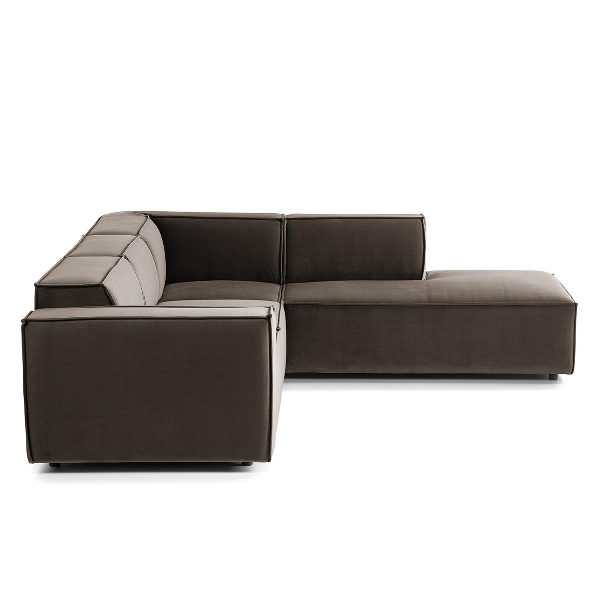 ECKSOFA mit Ottomane - Taupe/Schwarz, Kunststoff/Textil (260/234cm) - home24