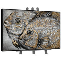 GEMÄLDE Magische Fische Schattenfugenrahmen Schwarz 180x120 cm - Schwarz, Holz (180/120cm) - YS-art gallery