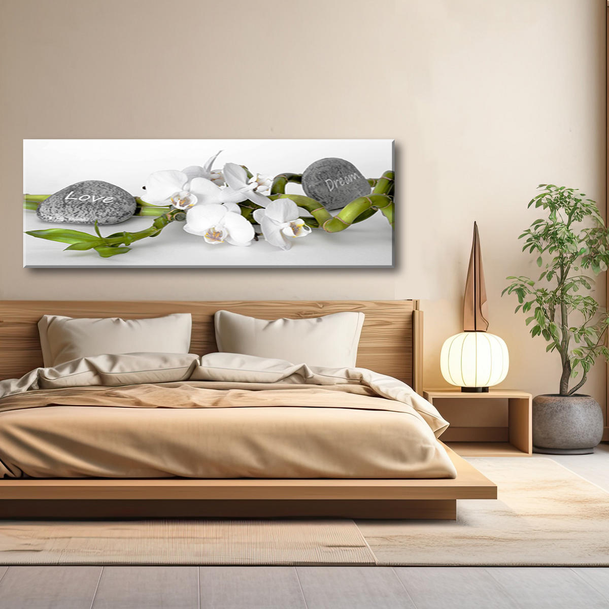 WANDBILD weiße zen orchidee - Weiß, Textil (90/30cm) - Feeby