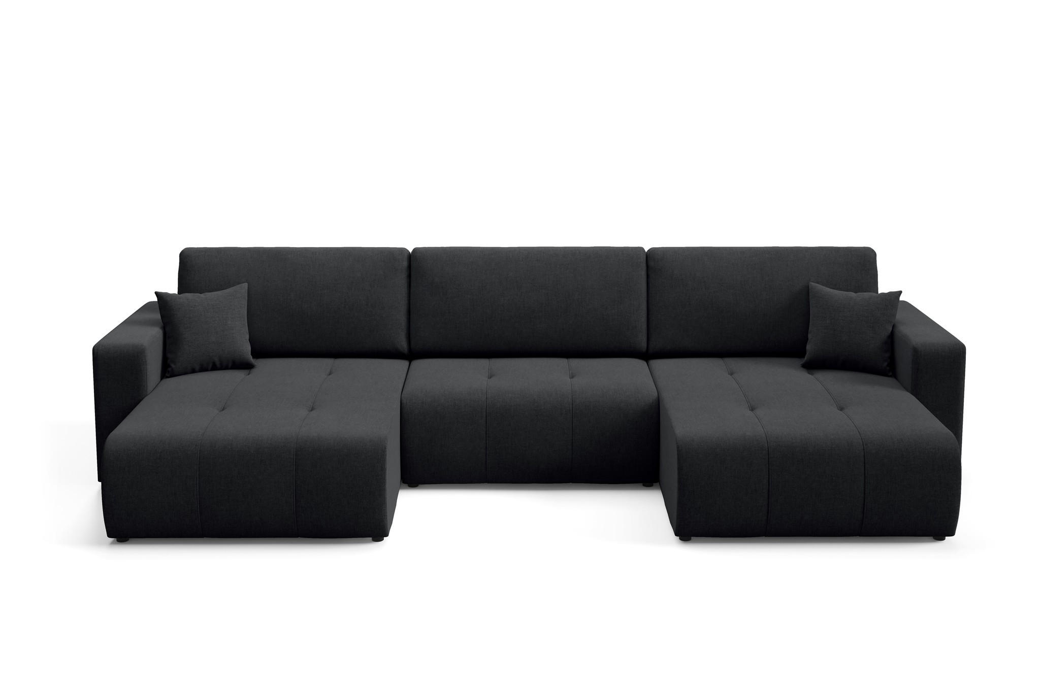 WOHNLANDSCHAFT Augusto - Schwarz, Holzwerkstoff/Textil (344/82/149cm) - Fun Möbel