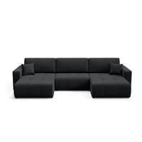 WOHNLANDSCHAFT Augusto - Schwarz, Holzwerkstoff/Textil (344/82/149cm) - Fun Möbel