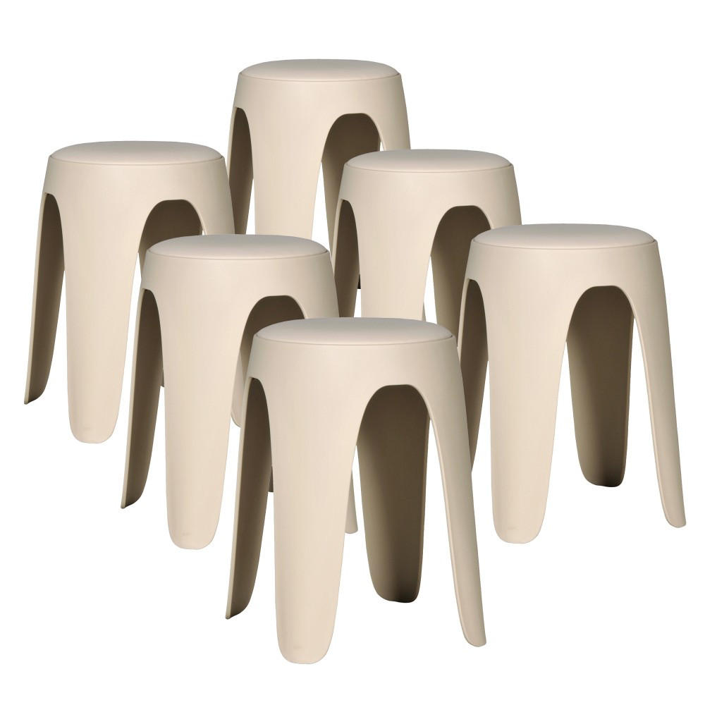 HOCKER 6er-Set TOM Beige - Beige, Kunststoff (43/46.5/43cm) - Weber Industries