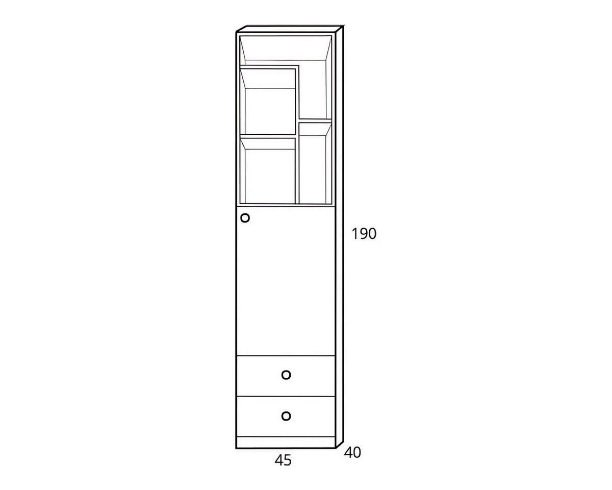 KINDERKREGAL POKO 5 45/190/40 cm in Biskuiteiche / Weiß Lux / Grau - Eichefarben/Weiß, Holzwerkstoff (45/190/40cm) - Deine Möbel 24