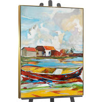 GEMÄLDE Gezeiten der Inspiration Schattenfugenrahmen Gold 140x100 cm - Goldfarben, Holz (140/100cm) - YS-art gallery
