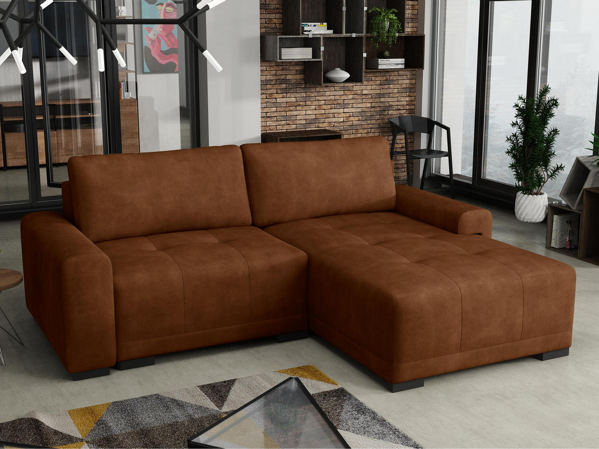 ECKSOFA Milton - Schwarz/Bronzefarben, Holz/Textil (237/180cm) - MIRJAN24