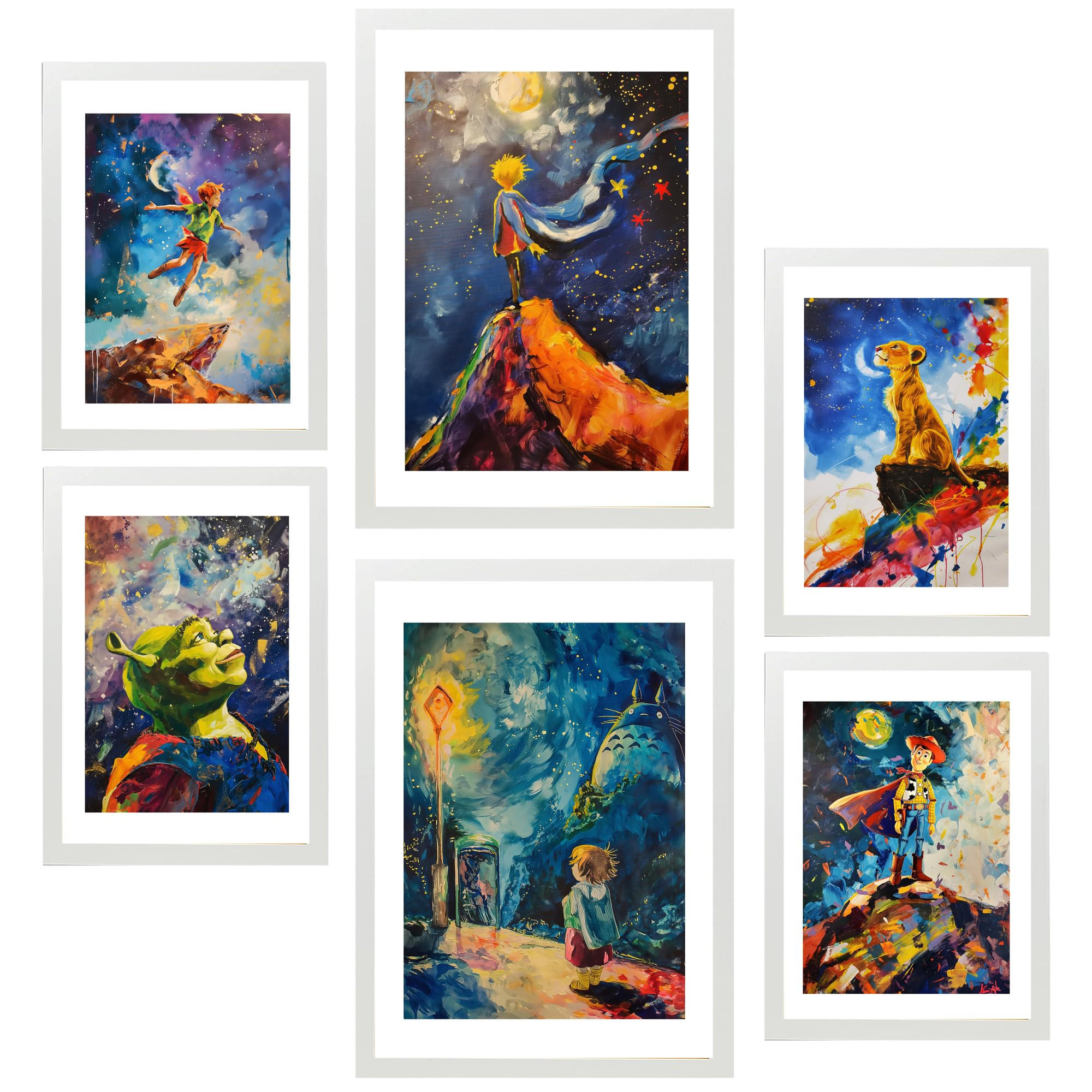 POSTER Set Mit 6 Kinderfiguren A3 & A4 Weißer Rahmen - Weiß, Papier (29/3cm) - Nacnic