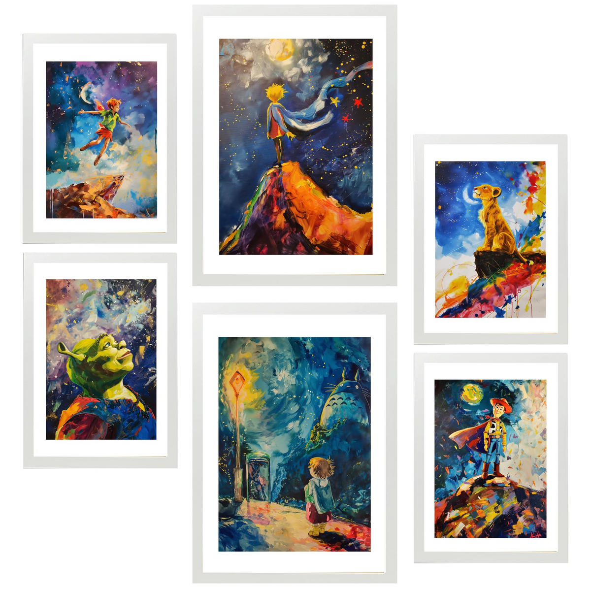 POSTER Set Mit 6 Kinderfiguren A3 & A4 Weißer Rahmen - Weiß, Papier (29/3cm) - Nacnic