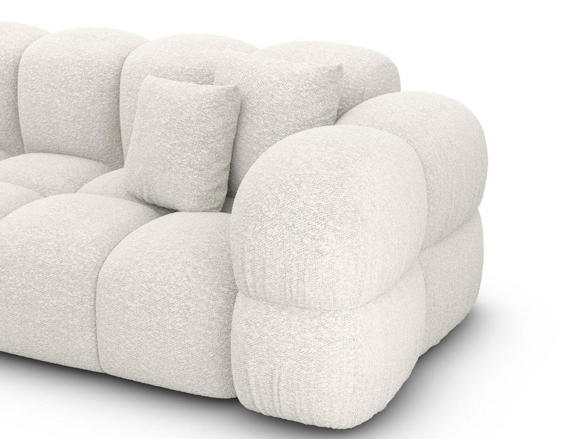 COUCH Monteverde L-Form Weiß Bouclestoff - Weiß, Textil (253/253cm)