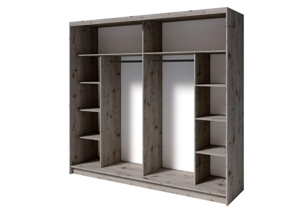 DREHTÜRENSCHRANK HEIMOR 230/215/62cm 2-türig mit Spiegel Eiche Wellington - Eichefarben, Holzwerkstoff (230/215/62cm) - MASSENO
