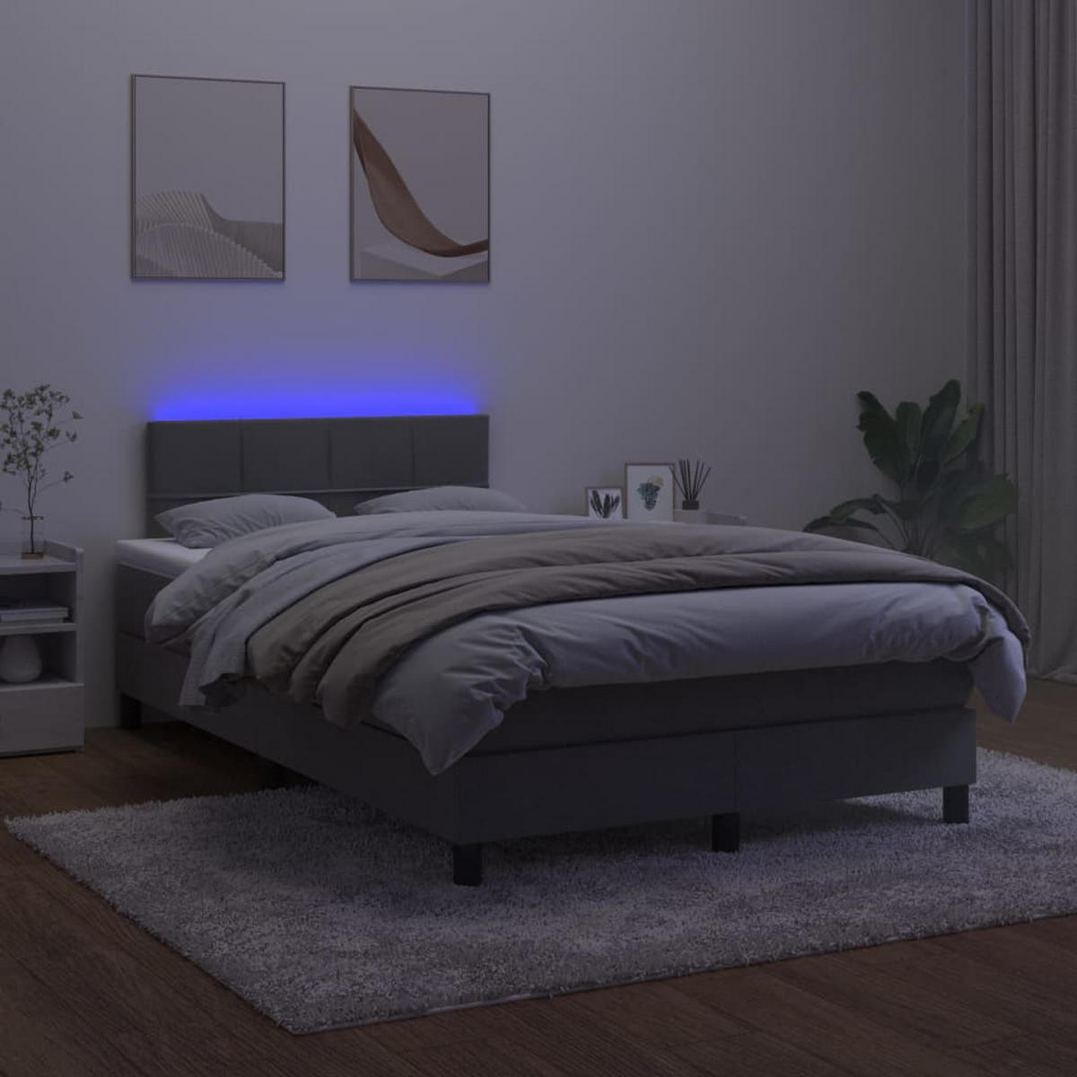 BOXSPRINGBETT MIT MATRATZE & LED DUNKELGRAU 120X200 CM SAMT - Dunkelgrau, Holz/Textil - vidaXL