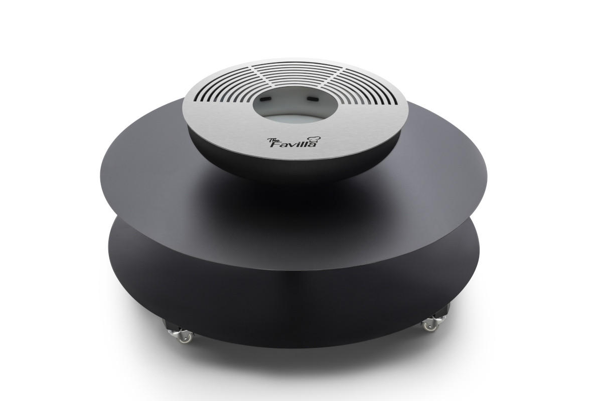 FEUERSCHALE mit Grillring SINA Schwarz 120 x 120 x 45 cm 68 kg pulverbeschichtet - Schwarz, Metall (120/45/120cm) - The Favilla