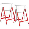 GERÜSTBOCK 2er Set höhenverstellbar bis 200kg Stahl Rot 68 x 58 x 80-130 cm - Rot, Metall (58/68/130cm) - HOMCOM