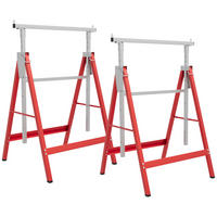 GERÜSTBOCK 2er Set höhenverstellbar bis 200kg Stahl Rot 68 x 58 x 80-130 cm - Rot, Metall (58/68/130cm) - HOMCOM