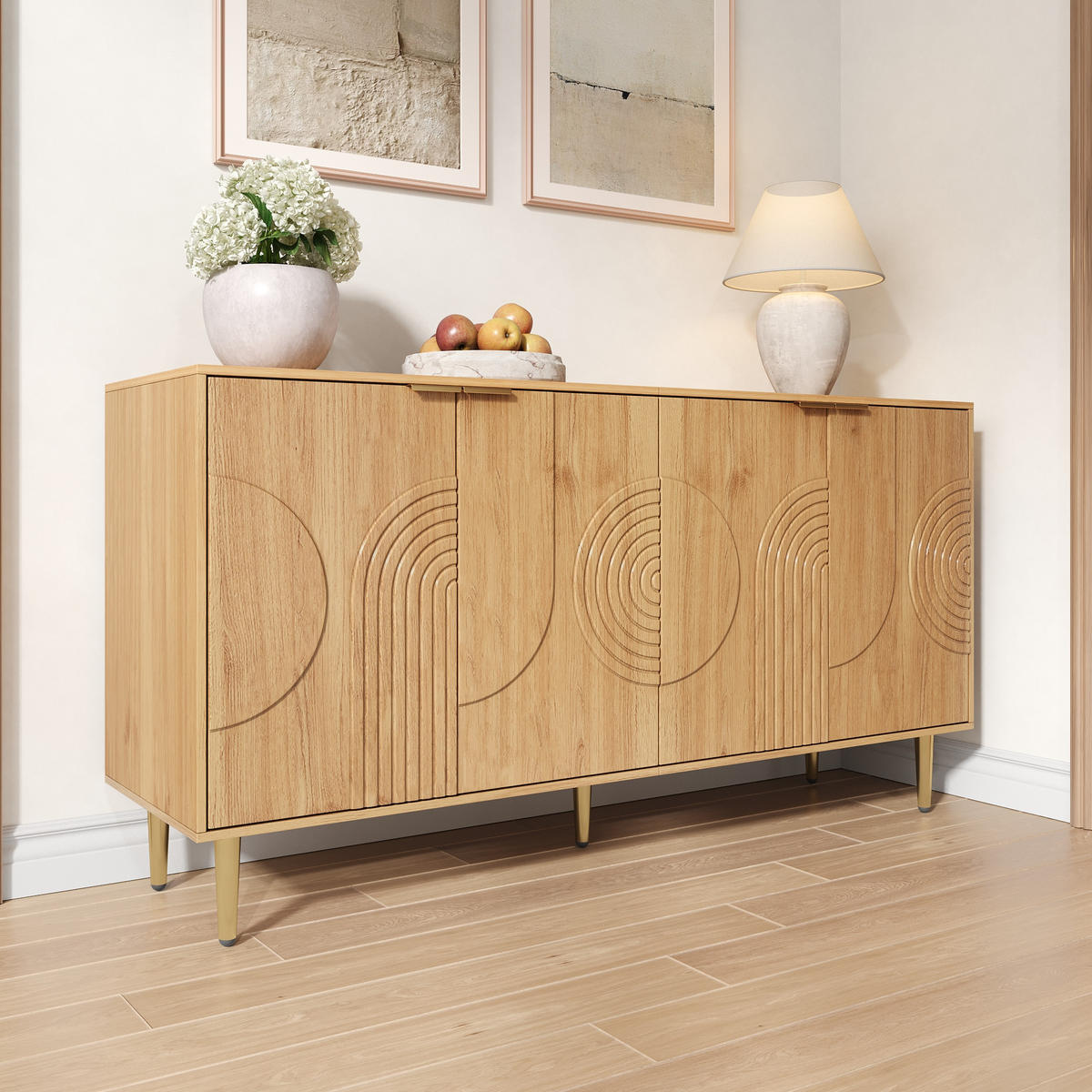 SIDEBOARD 140cm modern Stauraum Anrichte Buffet Wohnzimmer - Naturfarben, Holzwerkstoff (40/72/140cm) - FLIEKS