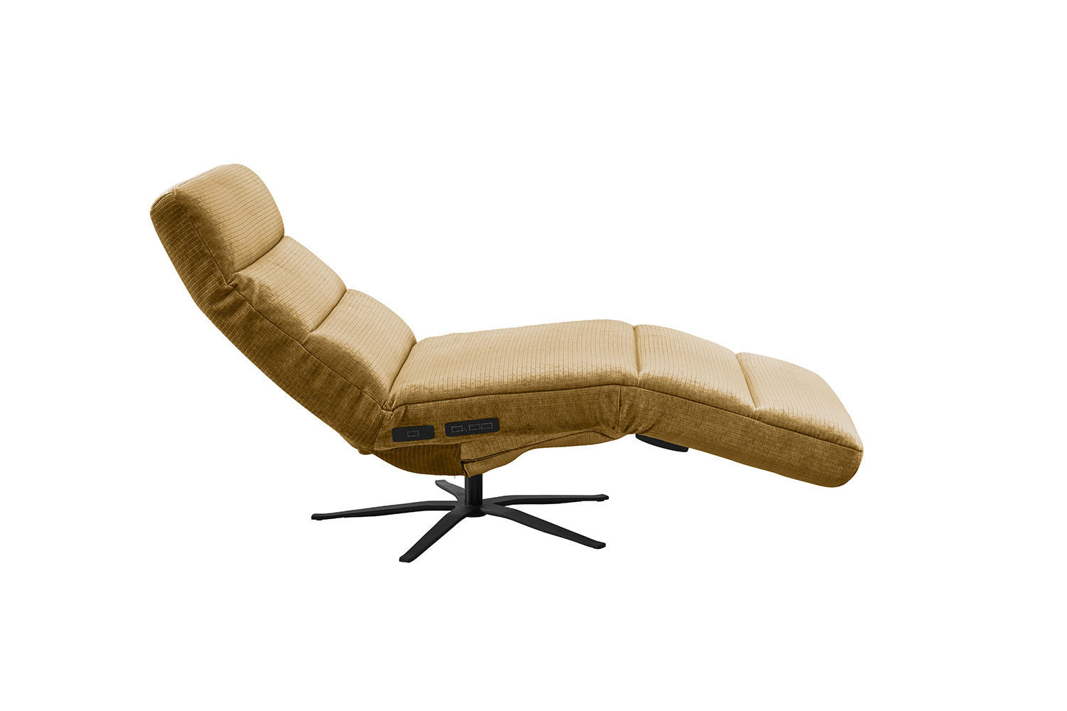 RELAXLIEGE ALINA Gelb Cord - Currygelb/Schwarz, Textil/Metall (82/115/156cm) - KAWOLA