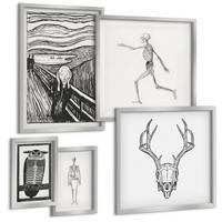 BILDER SET 5er Set - 50x50 cm & 20x30 cm & 40x60 cm Silberner Rahmen - Küchenaccessoires auf pflanzlicher Basis - Silberfarben, Kunststoff (40/60cm) - TULUP