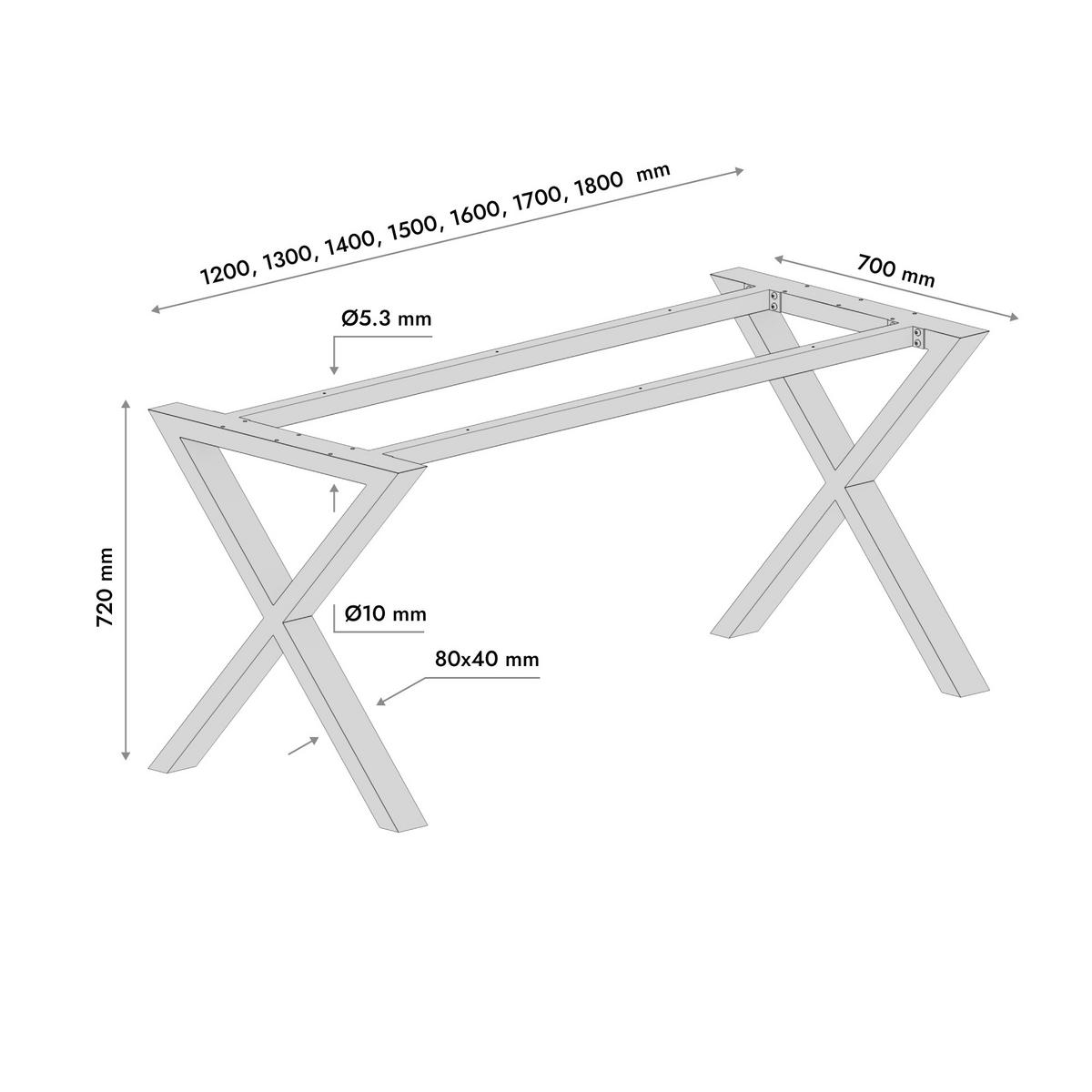TISCHBEINE Belaga Metall Schwarz 170/70/72 cm - Schwarz, Metall (70/72/170cm) - Metalo Pro