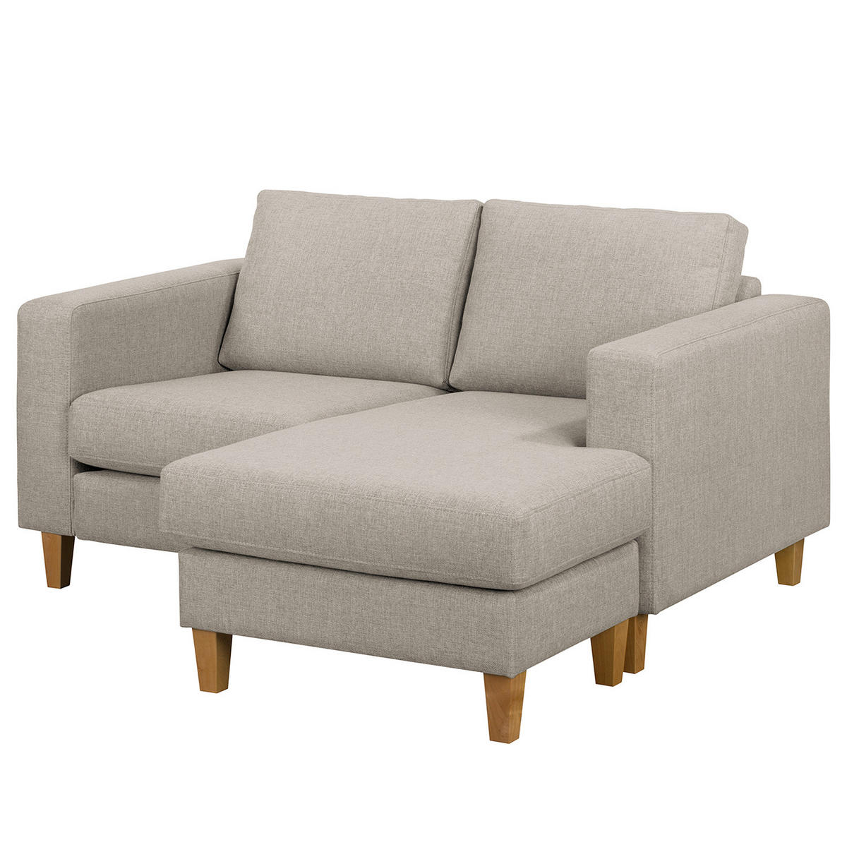 1-SITZER ECKSOFA mit Longchair - Buchefarben/Cappuccino, Buchenholz/Textil (154/140cm) - home24