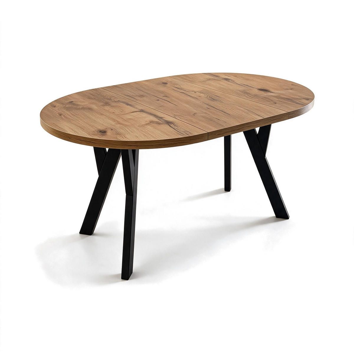 ESSTISCH ausziehbar rund 90-190 cm ATO Lancelot, Auszugstisch mit Einlegeplatte - Honigeiche/Schwarz, Holzwerkstoff (90/90/77cm) - VENASI MÖBEL