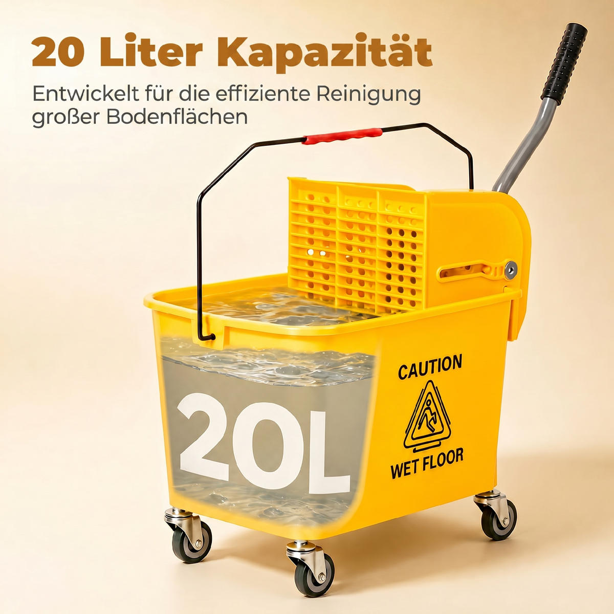 PUTZWAGEN Kunststoff Gelb - Gelb, Kunststoff (27/70.5/60cm) - HOMCOM