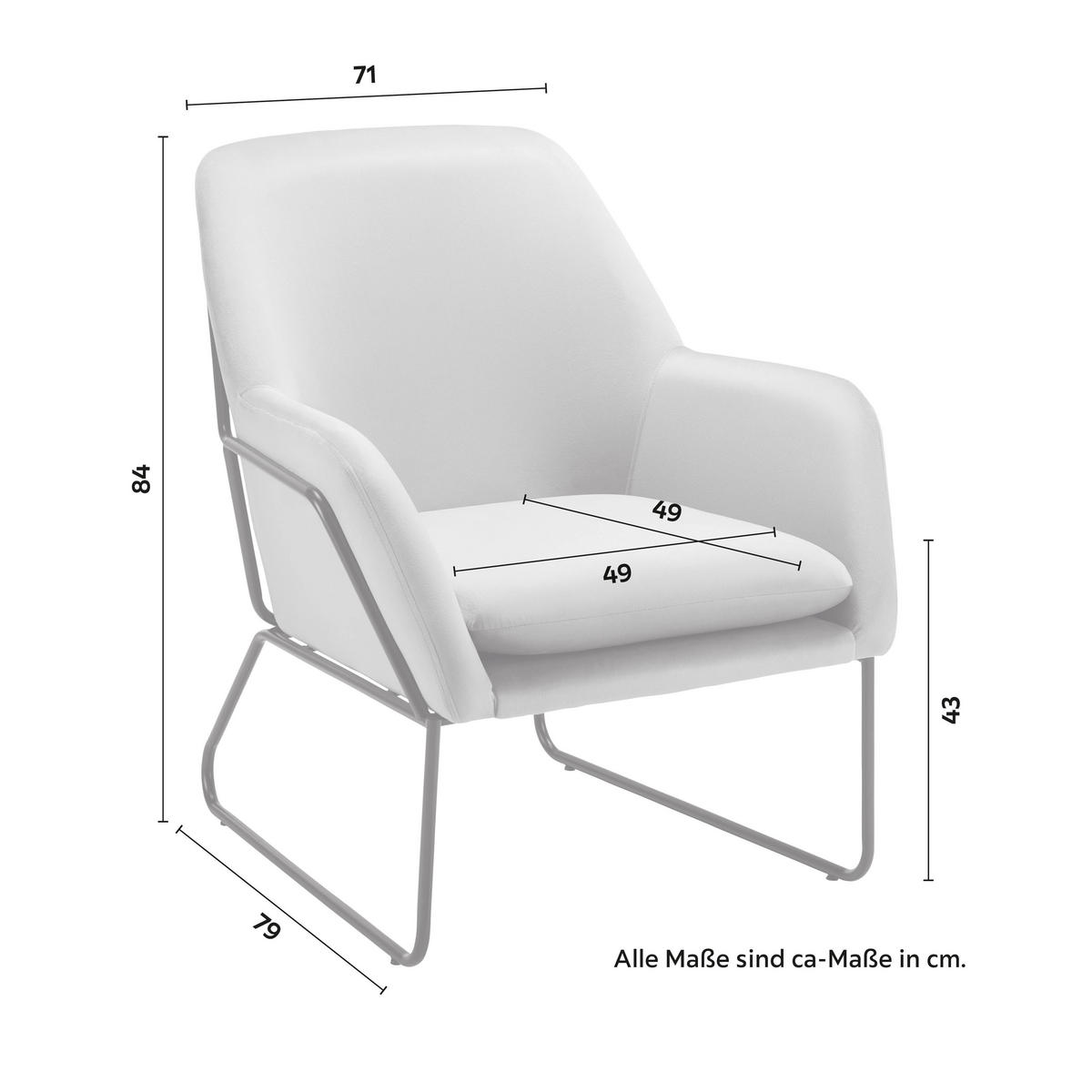 SESSEL Kezia Beige Webstoff - Creme, Metall (71/84/79cm) - Bessagi Home