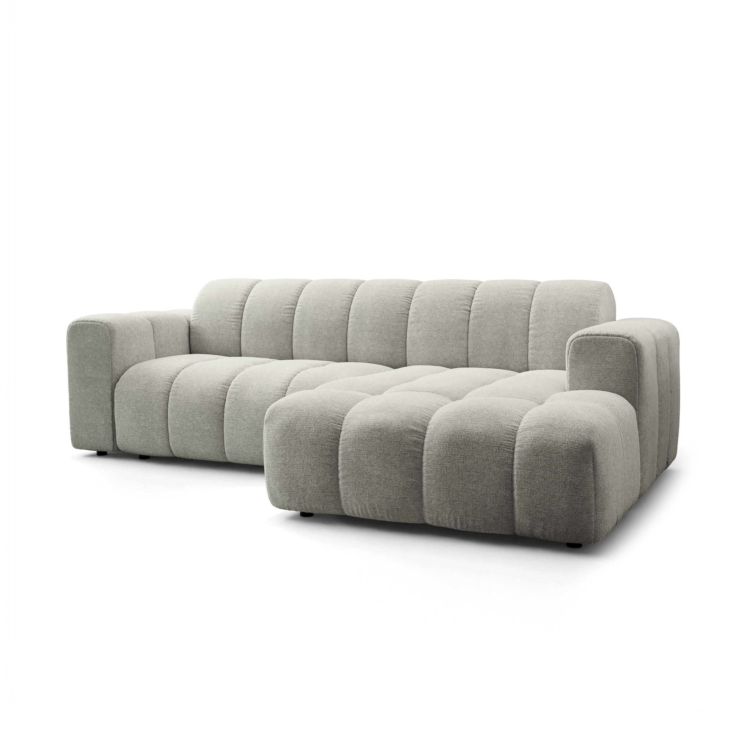 ECKSOFA TISI Hellgrau Strukturstoff - Hellgrau, Holz (274/165cm) - MASSENO