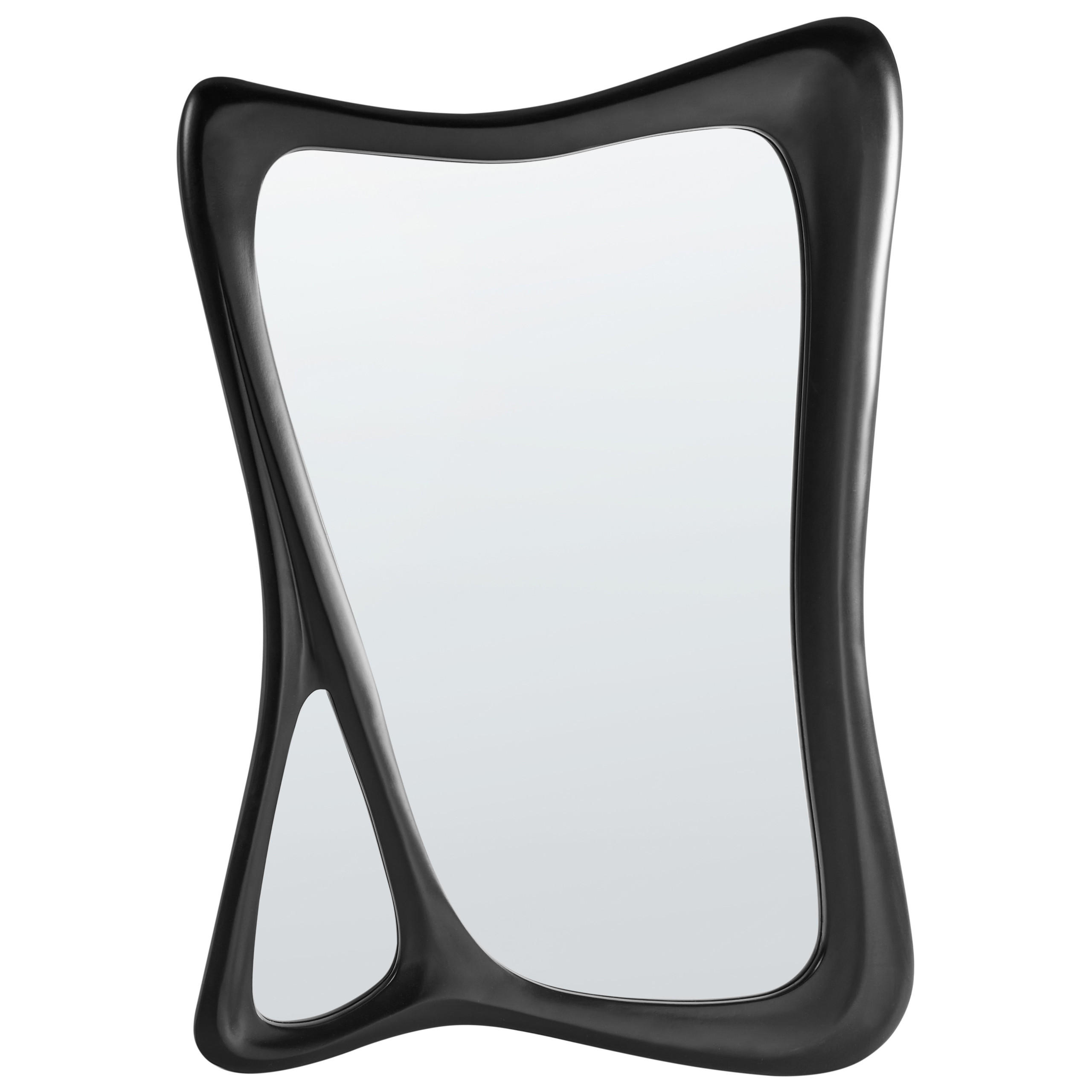WANDSPIEGEL 70/100 cm Schwarz Lanester - Schwarz, Kunststoff (70/100/3cm) - Beliani