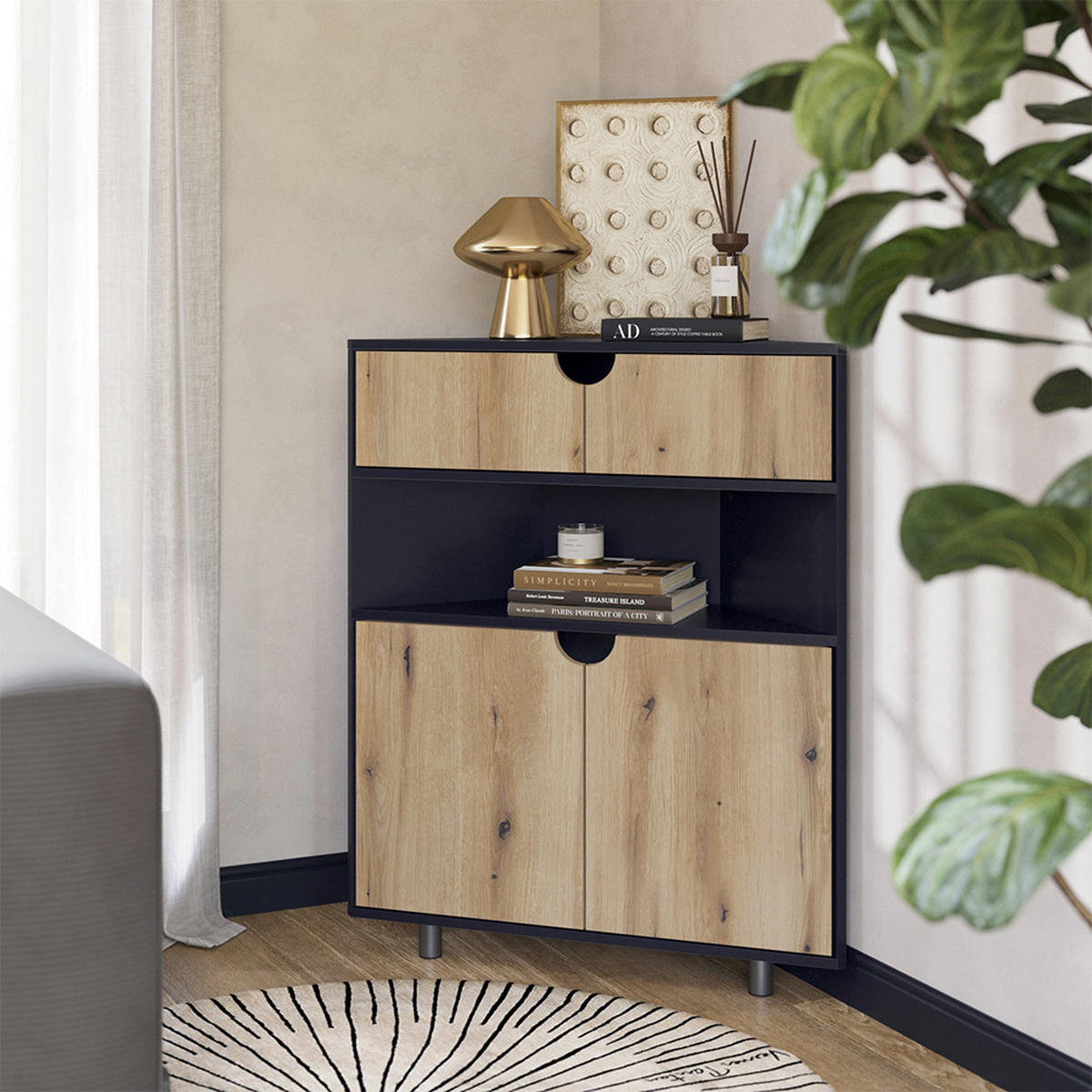 KREDENC Inaro Antracit/dub - antracitová, kompozitní dřevo (79/96/27.2cm) - Vicco