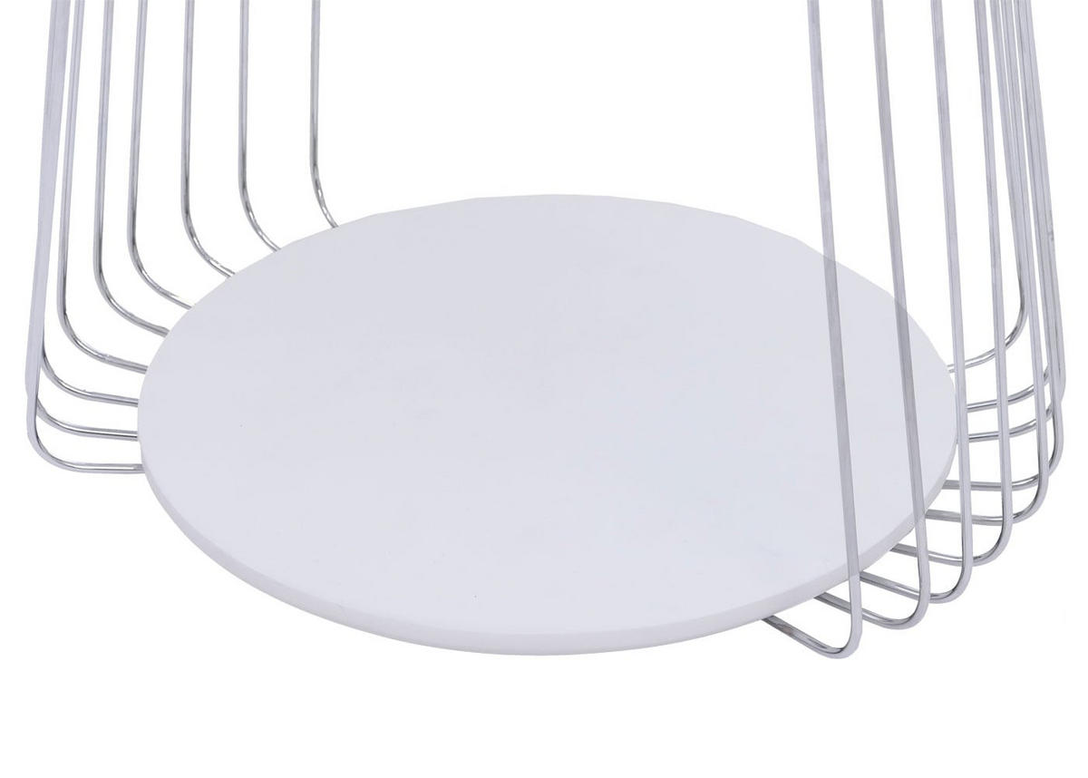 MIZA za kavč okrogla bela, srebrna - srebrne barve/bela, les (70/70/44cm) - MCW