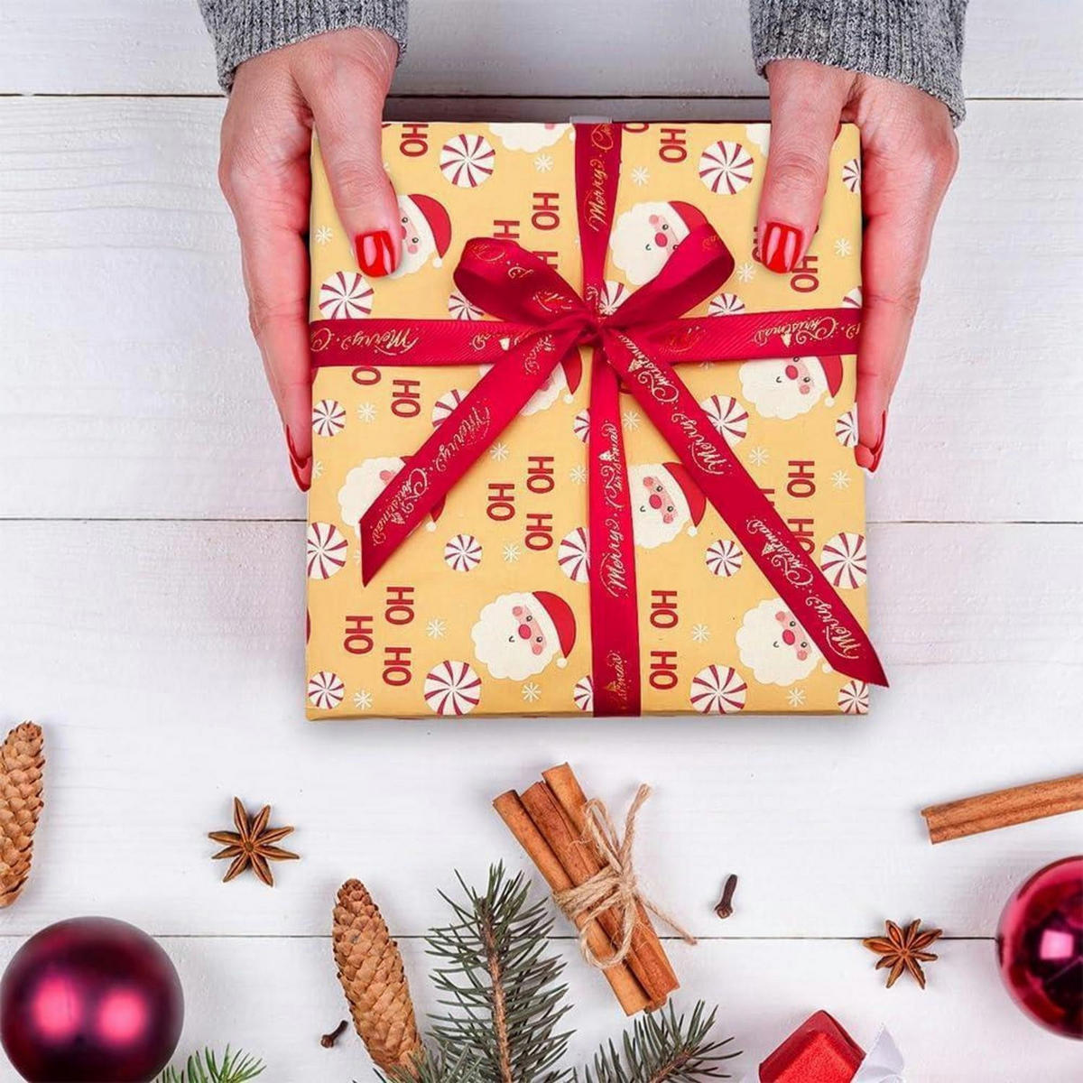 GESCHENKPAPIERROLLE Weihnachtsmann 43 cm x 20 m - Multicolor, Papier (43/20/43cm)