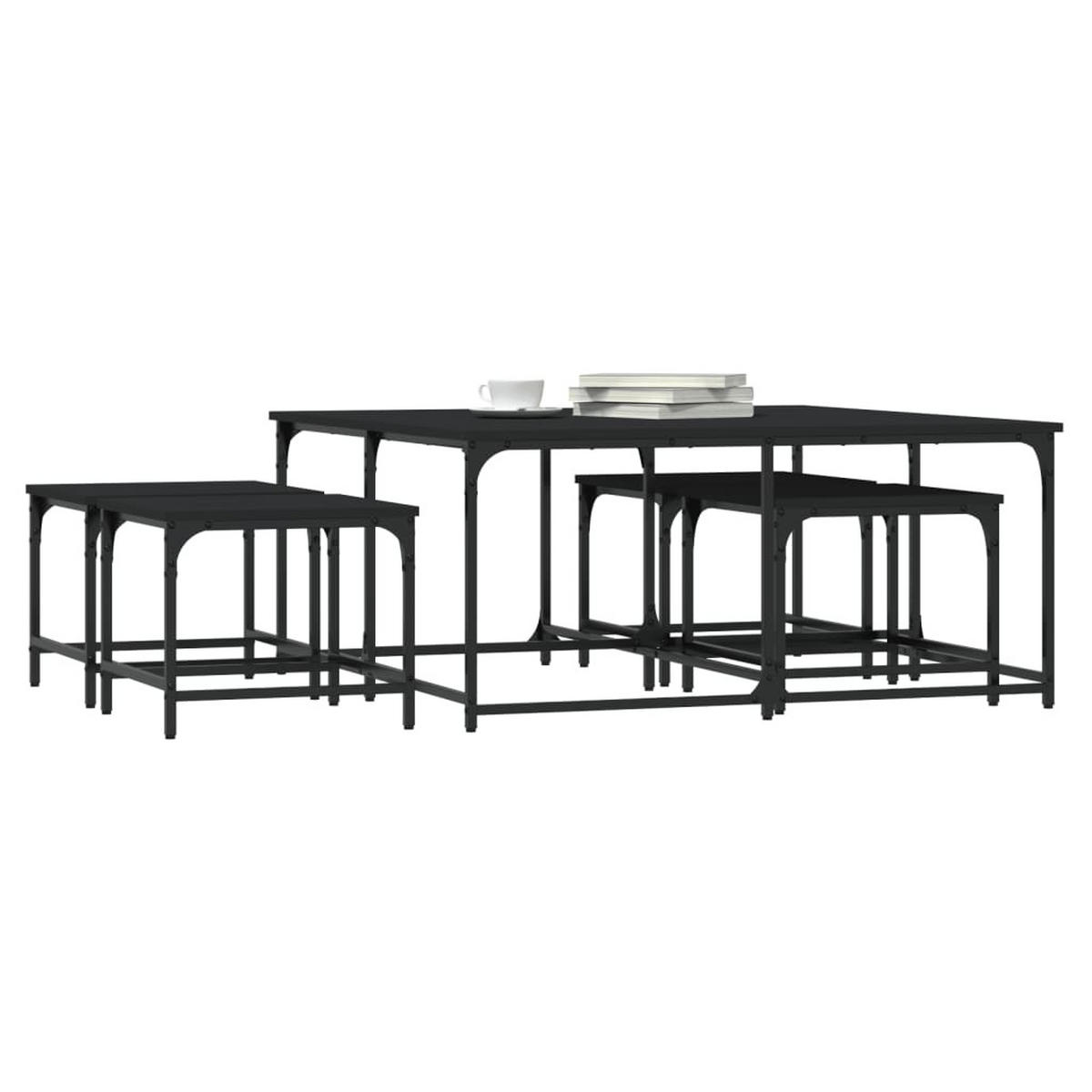 SATZTISCHE 5 Stk. Schwarz Holzwerkstoff - Schwarz, Holzwerkstoff (100/100/45cm) - furnicato