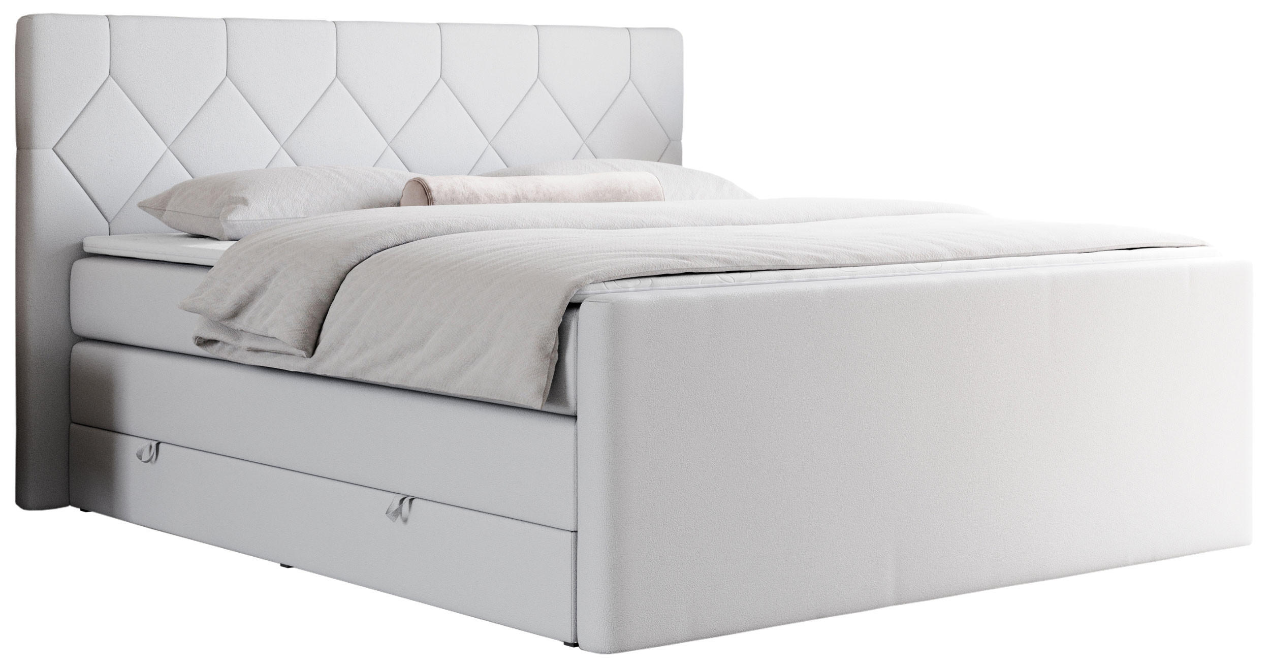 BOXSPRINGBETT KING EIGAR 120/200 Weiß Kunstleder - H3 - Weiß, Holz/Textil (120/200cm) - MKS