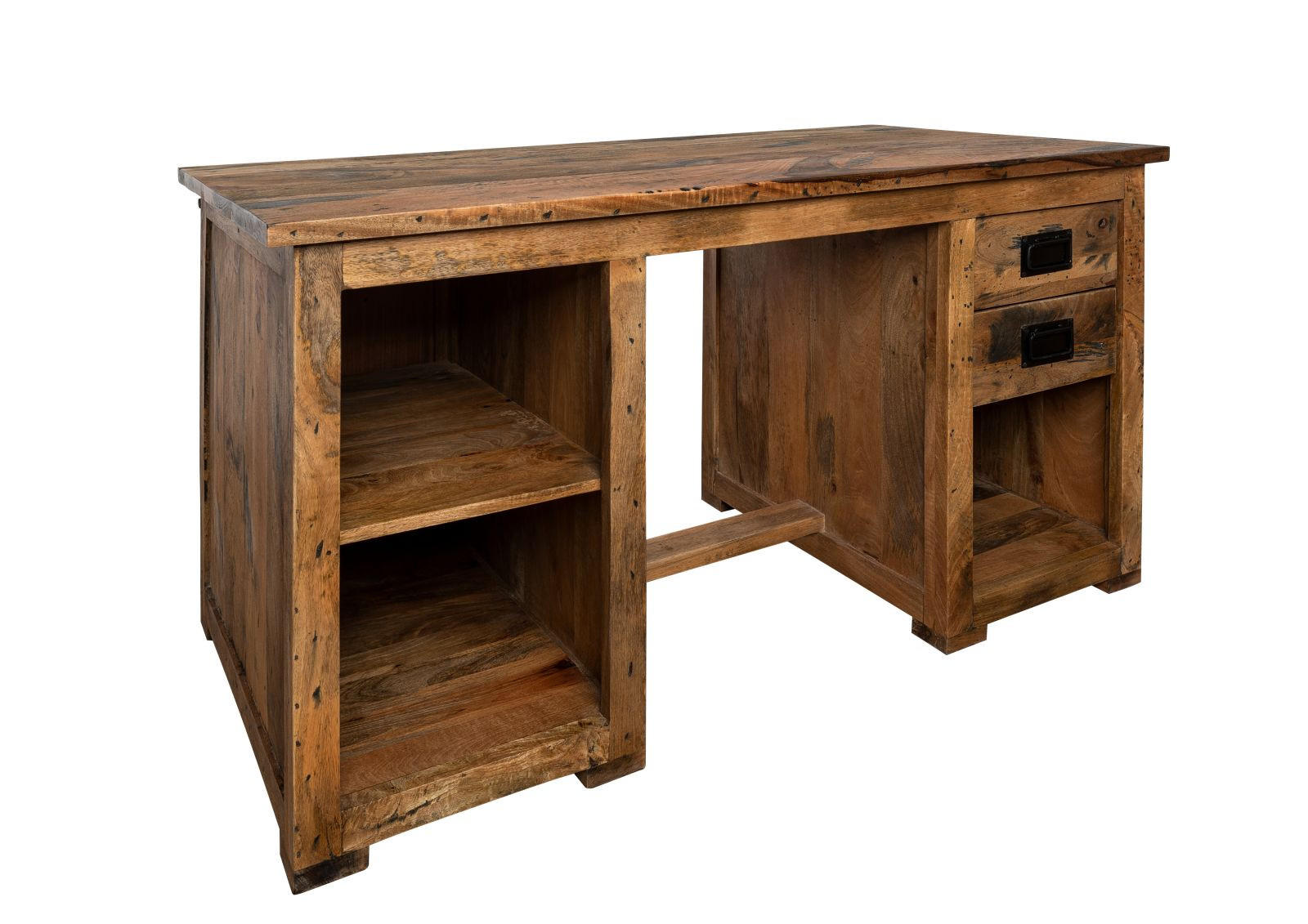 SCHREIBTISCH Mango 140x80x76 natur lackiert RAILWAY #161 - Braun, Holz (80/140/76cm) - Massivmoebel24
