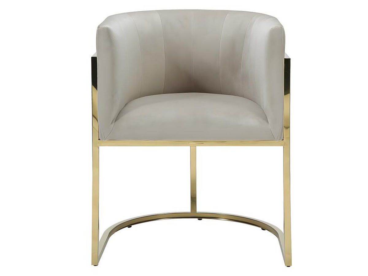 STUHL mit Armlehnen 2er-Set - Samt & Metall - Beige & Goldfarben - PERIA - Beige, Textil (56.5/76/60cm) - Pascal Morabito