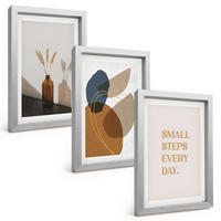 BILDER SET 3er Set - 20x30 cm Silberner Rahmen - Set abstrakter Formen - Silberfarben, Kunststoff (20/30cm) - TULUP