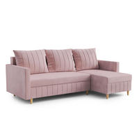 ECKSOFA FOX L-förmig Modernes Verstellbare Kopfstützen Luxuriöser Velours Schlaffunktion lose Rückenkissen freistehend RECHTS 224x146x98 cm Pink - Pink, Holz/Textil (224/146cm) - DomoHome