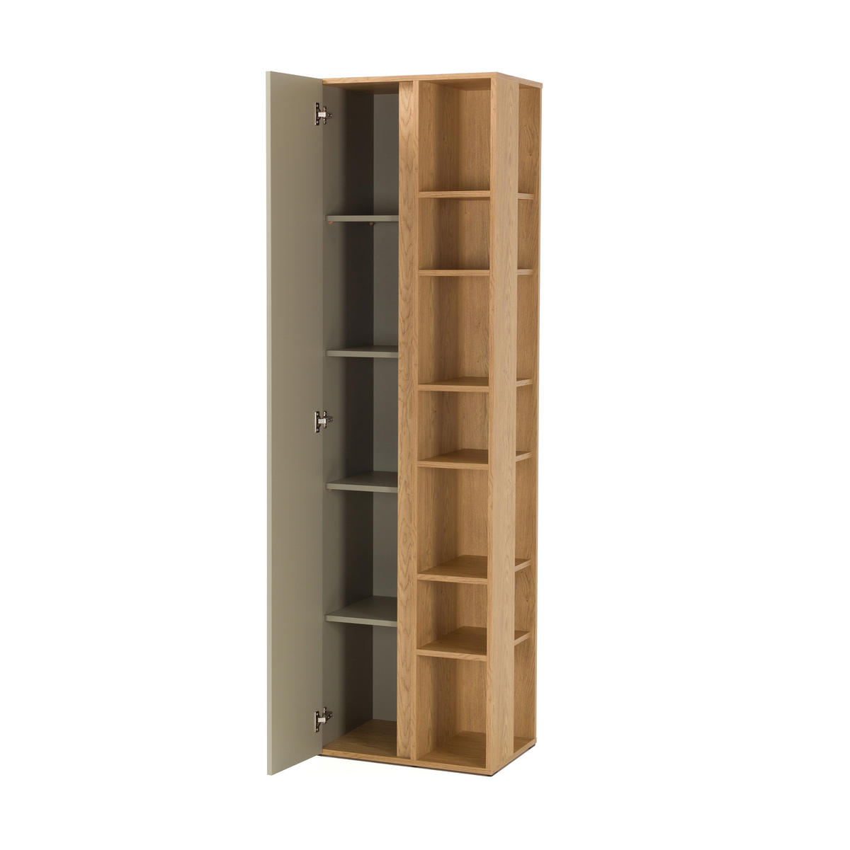 BÜCHERREGAL Lico mit 1 Tür und 10 Einlegeböden, Beige Sand - Beige, Holzwerkstoff (55/195/95cm) - Beautysofa
